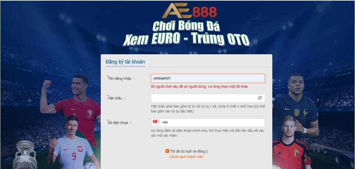 đăng ký tham gia casino AE888 ngay